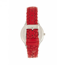 Load image into Gallery viewer, Sophie &amp; Freda Tucson Leather-Band Watch w/Swarovski Crystals - Silver/Red - SAFSF4501
