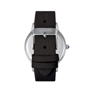 Sophie & Freda Sonoma Leather-Band Watch w/Swarovski Crystals - Silver/Black - SAFSF4402