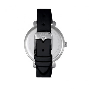 Sophie & Freda Key West Leather-Band Watch w/Swarovski Crystals - Silver/Black - SAFSF4302