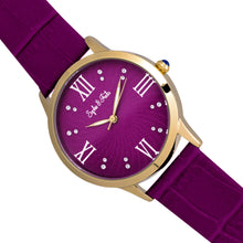 Load image into Gallery viewer, Sophie &amp; Freda Sonoma Leather-Band Watch w/Swarovski Crystals - Gold/Fuchsia - SAFSF4404
