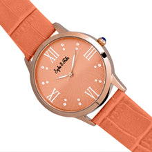 Load image into Gallery viewer, Sophie & Freda Sonoma Leather-Band Watch w/Swarovski Crystals - Rose Gold/Coral - SAFSF4405