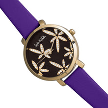 Load image into Gallery viewer, Sophie &amp; Freda Key West Leather-Band Watch w/Swarovski Crystals - Gold/Purple - SAFSF4306
