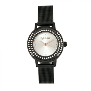 Sophie & Freda Cambridge Bracelet Watch w/Swarovski Crystals - Black - SAFSF4103