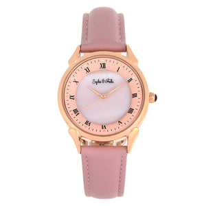 Sophie and Freda Mykonos Mother-Of-Pearl Leather-Band Watch - Light Pink - SAFSF5505
