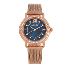 Load image into Gallery viewer, Sophie and Freda Reno Bracelet Watch w/Swarovski Crystals - Rose Gold/Navy - SAFSF5405