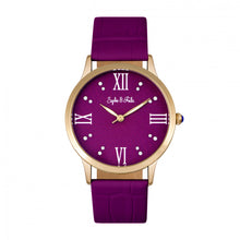 Load image into Gallery viewer, Sophie & Freda Sonoma Leather-Band Watch w/Swarovski Crystals - Gold/Fuchsia - SAFSF4404