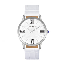 Load image into Gallery viewer, Sophie & Freda Sonoma Leather-Band Watch w/Swarovski Crystals - Silver/White - SAFSF4401