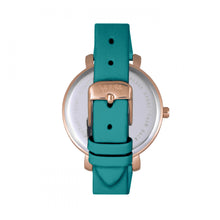 Load image into Gallery viewer, Sophie &amp; Freda Key West Leather-Band Watch w/Swarovski Crystals - Rose Gold/Teal - SAFSF4308
