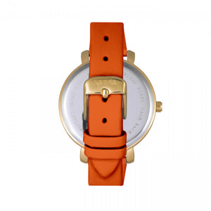 Sophie & Freda Key West Leather-Band Watch w/Swarovski Crystals - Gold/Orange - SAFSF4305