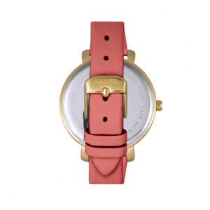 Sophie & Freda Key West Leather-Band Watch w/Swarovski Crystals - Gold/Dark Pink - SAFSF4304