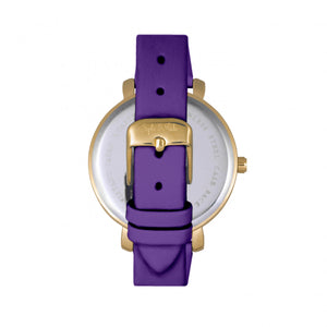 Sophie & Freda Key West Leather-Band Watch w/Swarovski Crystals - Gold/Purple - SAFSF4306