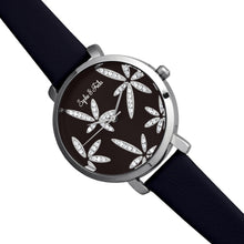 Load image into Gallery viewer, Sophie &amp; Freda Key West Leather-Band Watch w/Swarovski Crystals - Silver/Black - SAFSF4302
