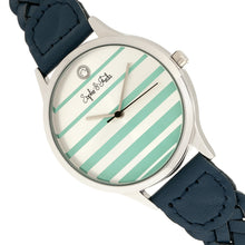 Load image into Gallery viewer, Sophie &amp; Freda Tucson Leather-Band Watch w/Swarovski Crystals - Silver/Teal - SAFSF4502
