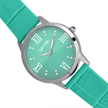 Load image into Gallery viewer, Sophie &amp; Freda Sonoma Leather-Band Watch w/Swarovski Crystals - Silver/Teal - SAFSF4403
