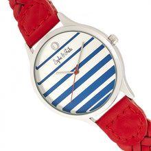 Load image into Gallery viewer, Sophie &amp; Freda Tucson Leather-Band Watch w/Swarovski Crystals - Silver/Red - SAFSF4501
