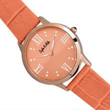 Load image into Gallery viewer, Sophie &amp; Freda Sonoma Leather-Band Watch w/Swarovski Crystals - Rose Gold/Coral - SAFSF4405
