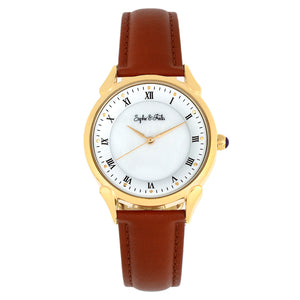 Sophie and Freda Mykonos Mother-Of-Pearl Leather-Band Watch - Brown - SAFSF5503