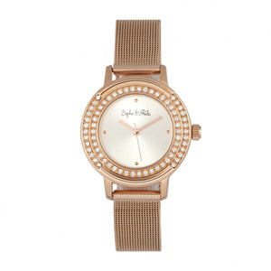 Sophie & Freda Cambridge Bracelet Watch w/Swarovski Crystals - Rose Gold - SAFSF4102