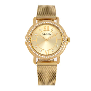 Sophie and Freda Reno Bracelet Watch w/Swarovski Crystals - Gold - SAFSF5403