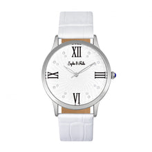 Load image into Gallery viewer, Sophie &amp; Freda Sonoma Leather-Band Watch w/Swarovski Crystals - Silver/White - SAFSF4401
