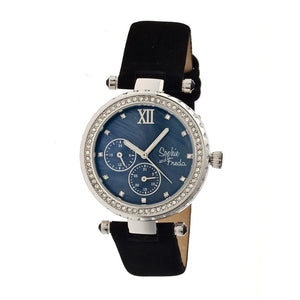 Sophie & Freda Montreal MOP Leather-Band Watch - Silver/Black - SAFSF3002