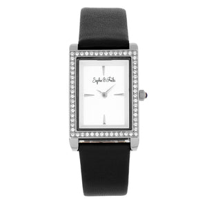 Sophie and Freda Wilmington Leather-Band Watch w/Swarovski Crystals - Black - SAFSF5604